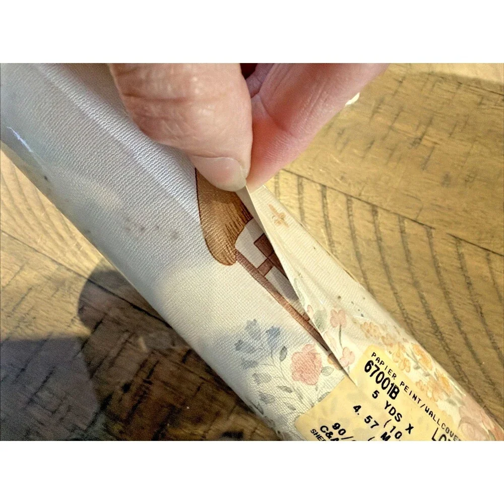 Vtg Wallpaper Border Cottage Farmhouse Granny Heart Floral 90s 5 Yards